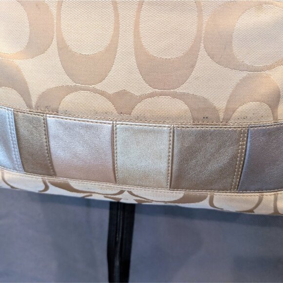 Coach Signature Khaki Metallic Patchwork Crossbody / Shoulder Bag - Picture 6 of 16
